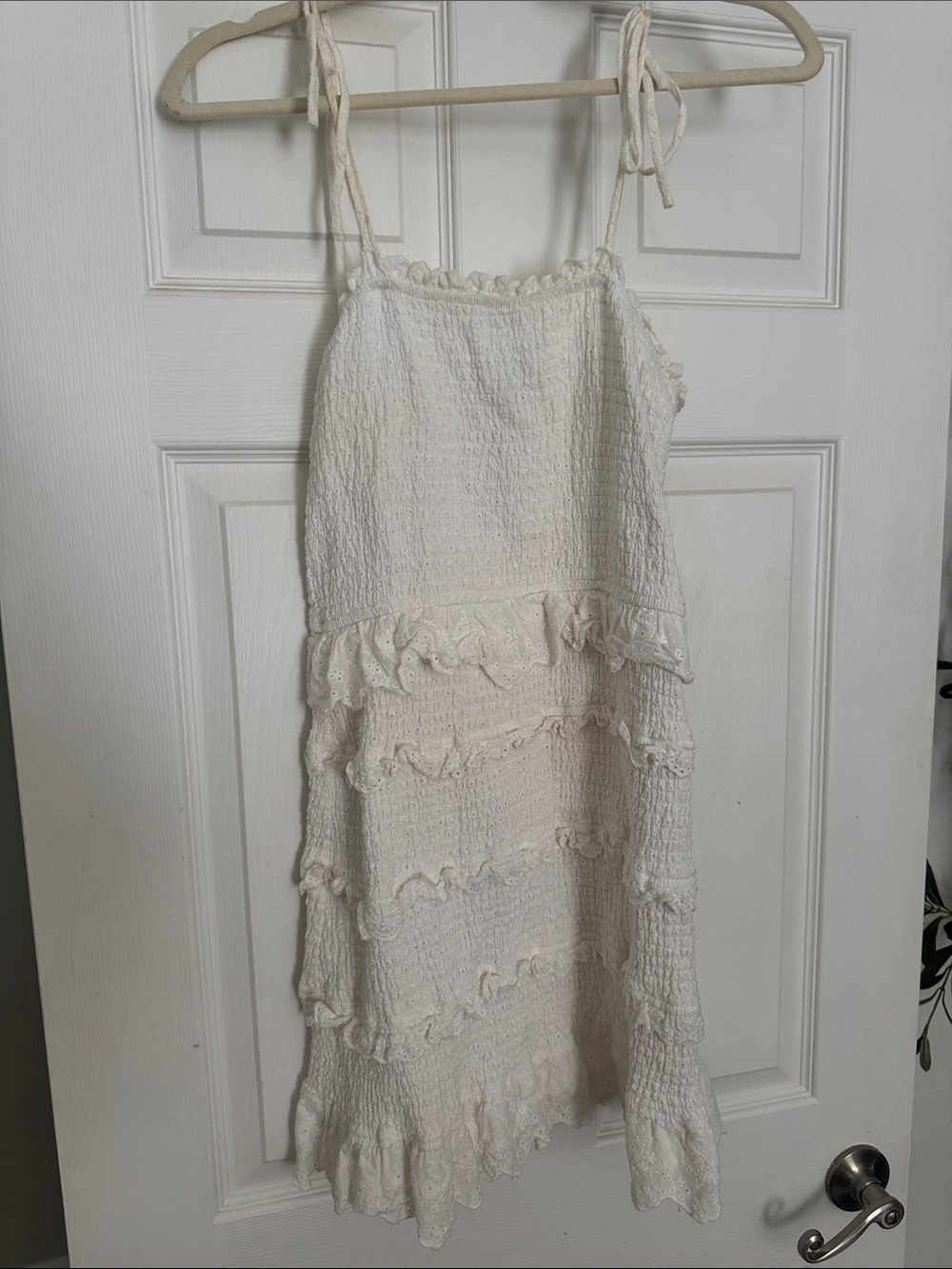 Storia White Ruffle Tie-Shoulder Sundress